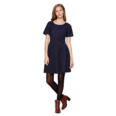 Yumi Blue Spot Dress With Short Sleeves